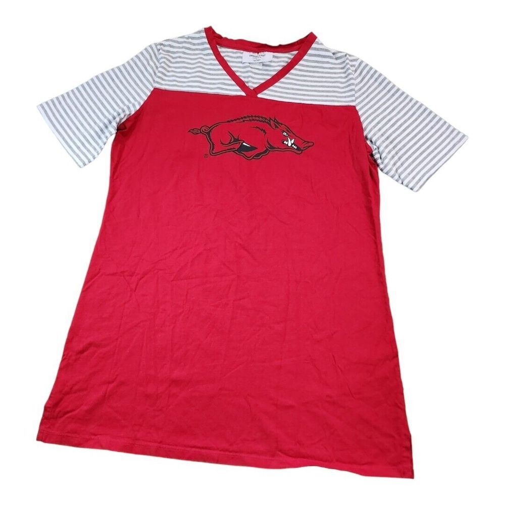 NWOT Emerson Street Red /White/Gray Stripe Arkansas Razorbacks Sleepshirt Large
